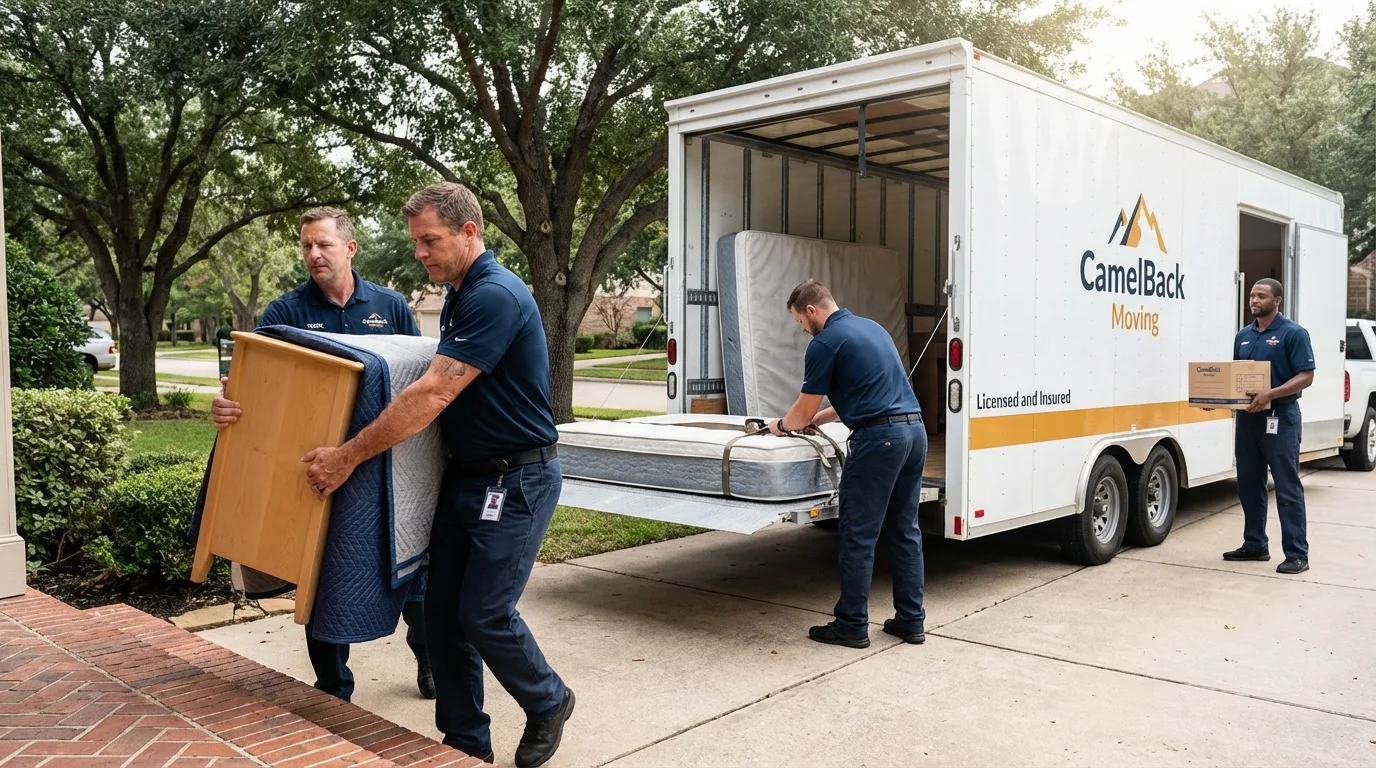 Crew loading residential truck for cross-state move from Monessen, PA
